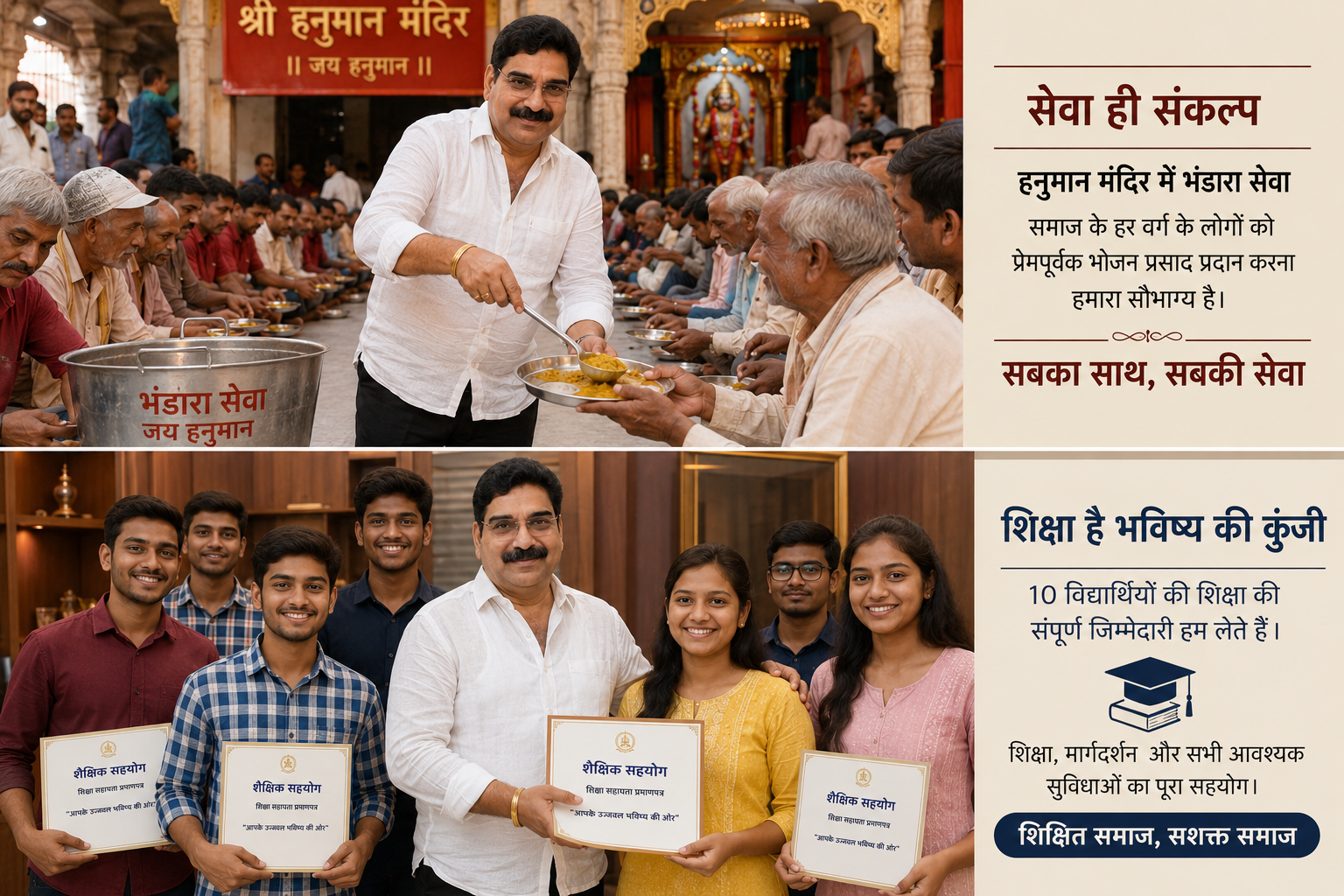 Pravin Mande - Social Work Portfolio: Bhandara Seva at Hanuman Mandir and Education Support